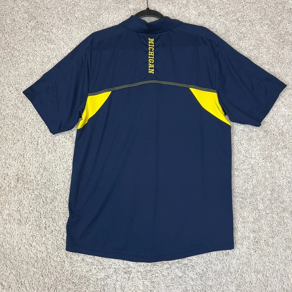 Michigan Wolverines Polo Shirt Mens Large Adidas Blue Preppy Logo College NCAA - Picture 5 of 9